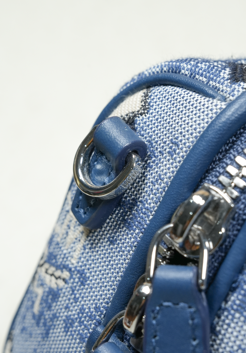 Mini Boston Bag in Vintage Jacquard Monogram Blue