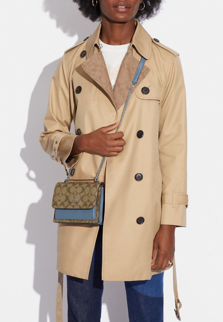 Mini Klare Crossbody In Signature Canvas Khaki Indigo