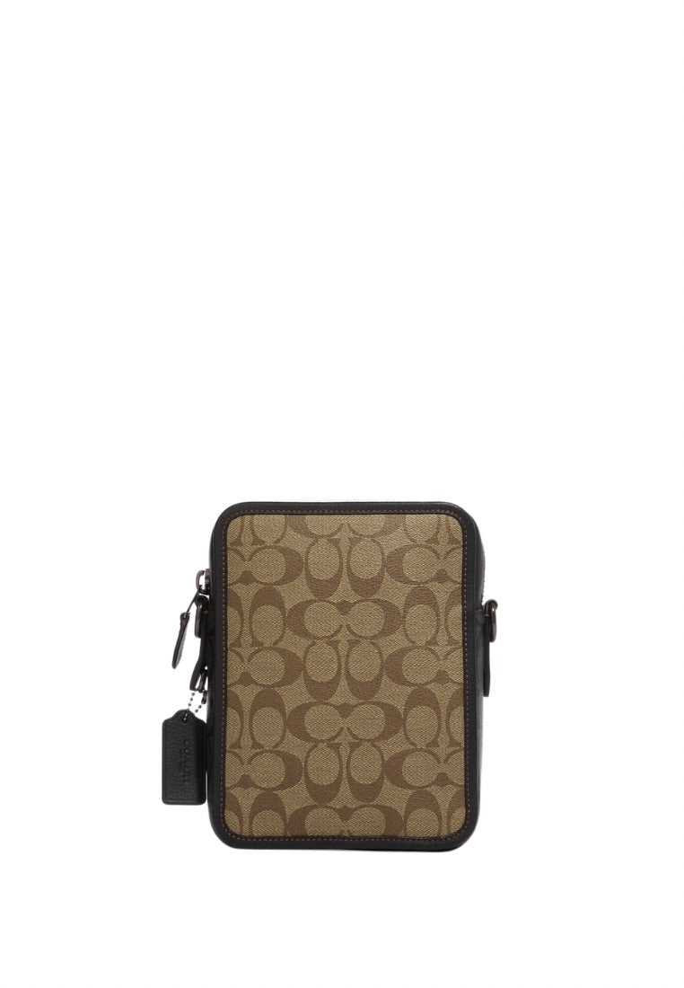Sullivan Crossbody In Blocked Signature Canvas Khaki Charcoal