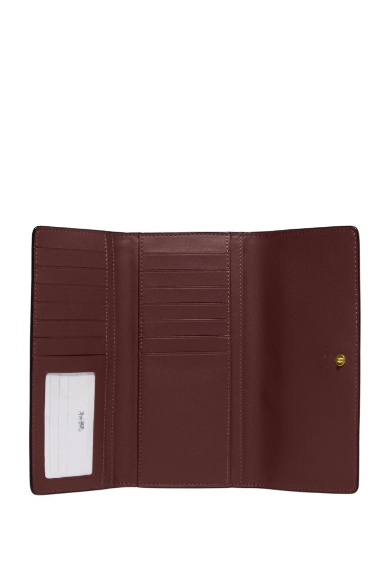 Slim Trifold Wallet Powder Pink Wine Multi