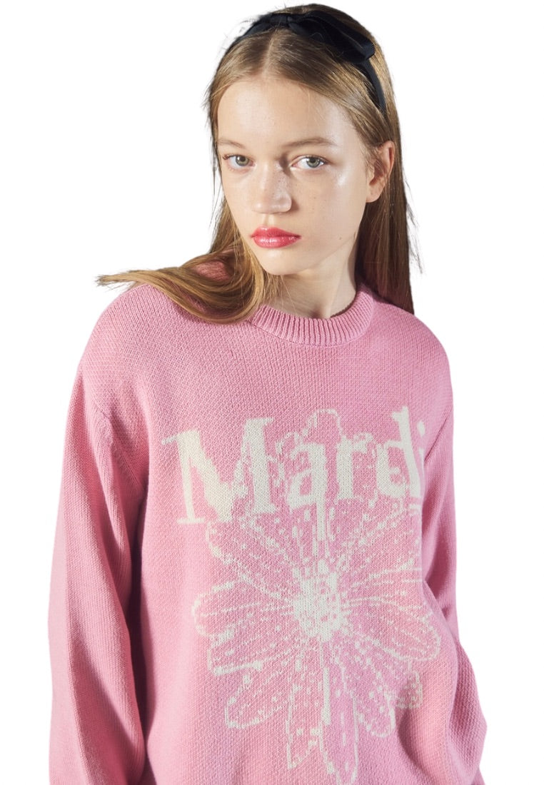 Cotton Pullover FlowerMardi Pink Ivory