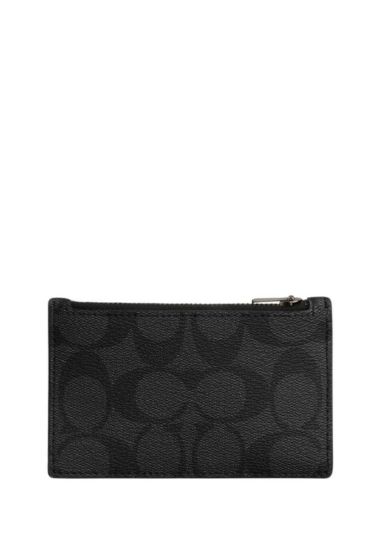 Zip Card Case In Colorblock Signature Canvas Light Saddle Chalk