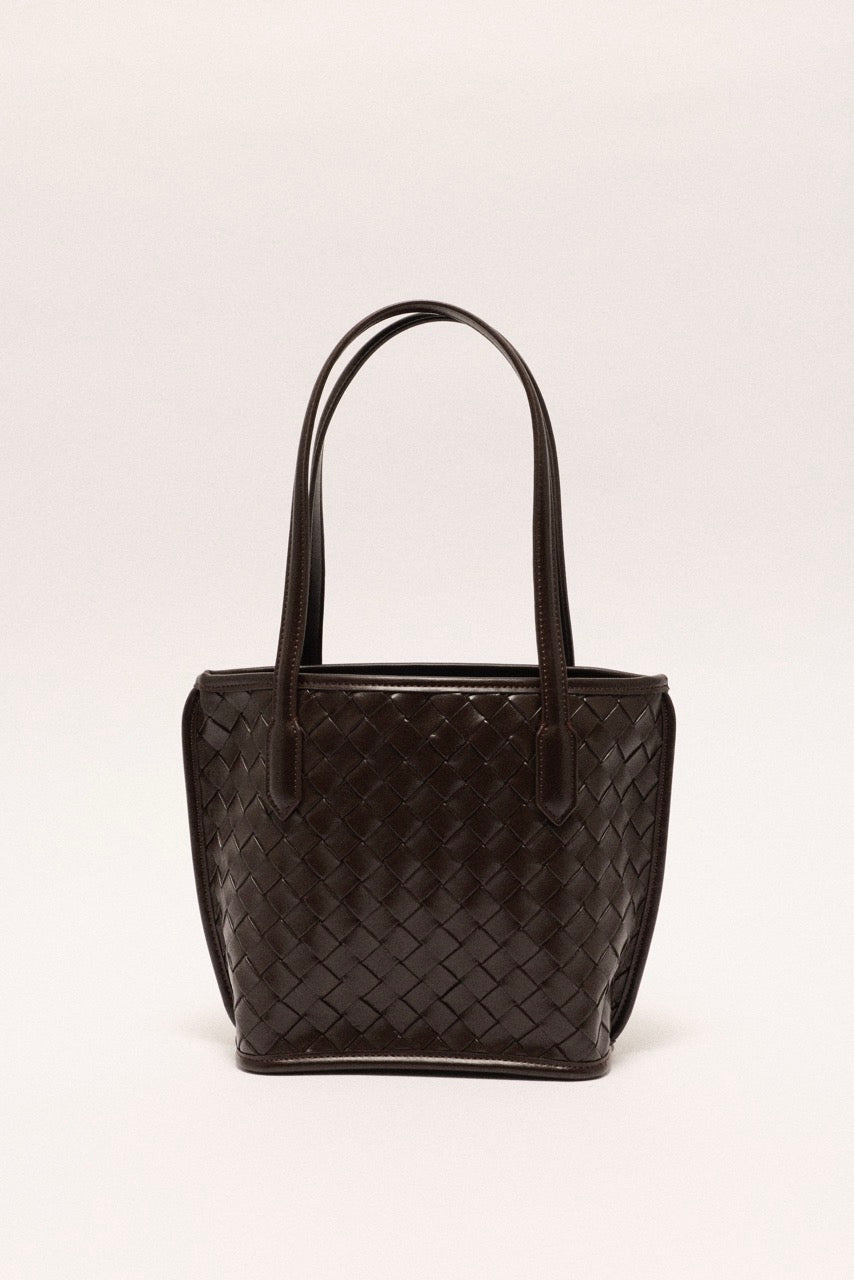 Celina Weave Tote Dark Brown