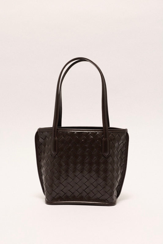 Celina Weave Tote Dark Brown