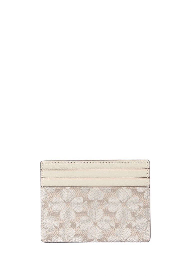 Signature Spade Flower Small Slim Card Holder Dark Mushroom Multi