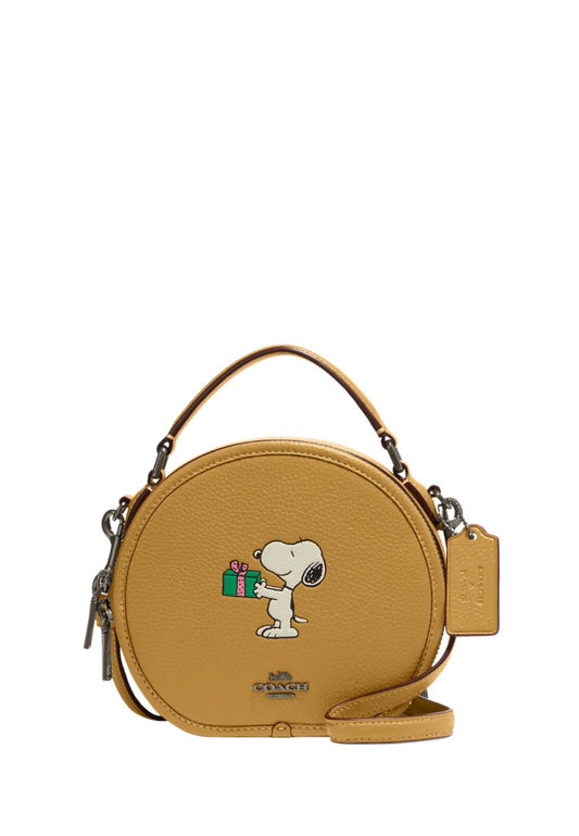 Coach X Peanuts Canteen Crossbody With Snoopy Present Motif Flax Multi