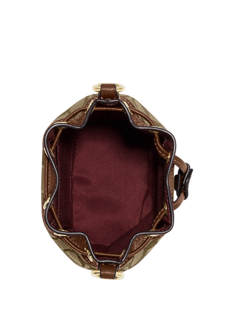 Mini Dempsey Bucket Bag In Signature Jacquard With Stripe And Coach Patch Saddle Multi