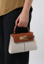 Elise Top Handle Bag - Brown Canvas