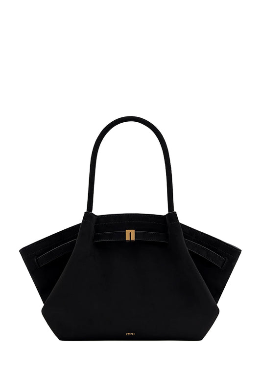 Hana Medium Faux Suede Tote Bag - Black