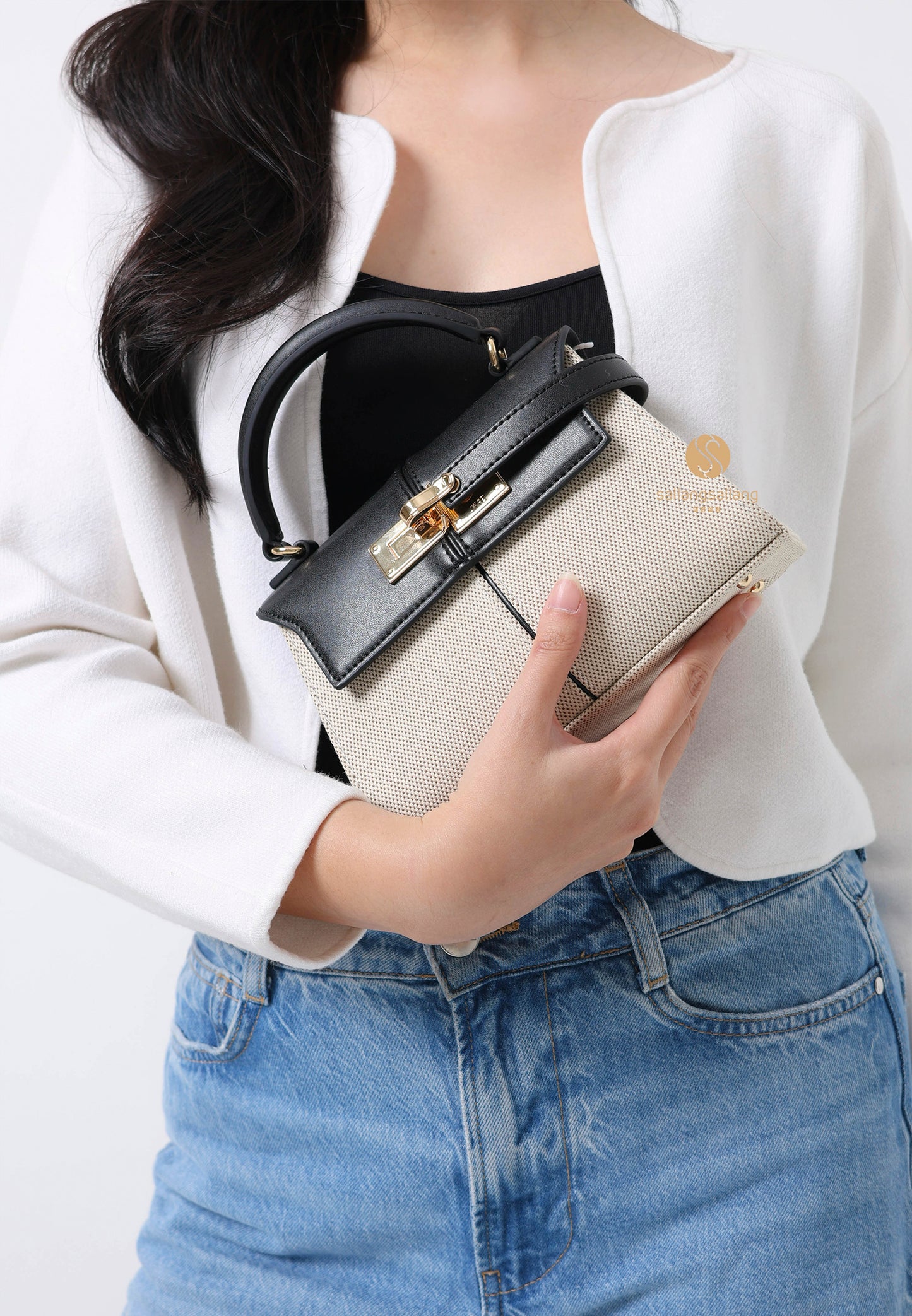 Elise Top Handle Bag - Black Canvas