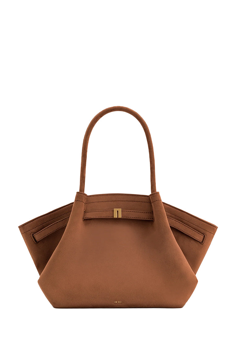 Hana Medium Faux Suede Tote Bag - Brown