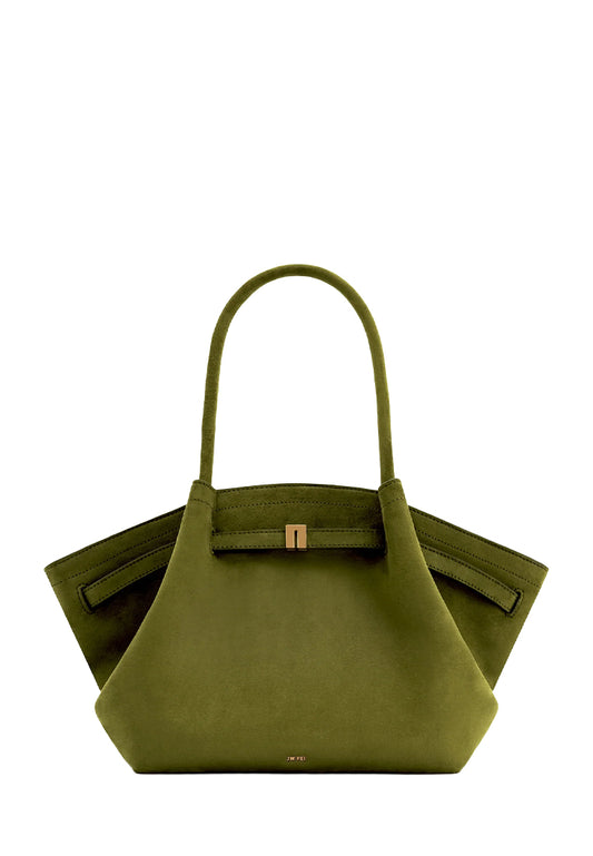 Hana Medium Faux Suede Tote Bag - Dark Olive