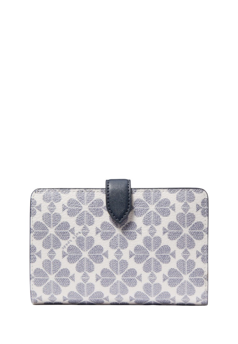 Signature Spade Flower Medium Compact Bifold Wallet Navy Multi