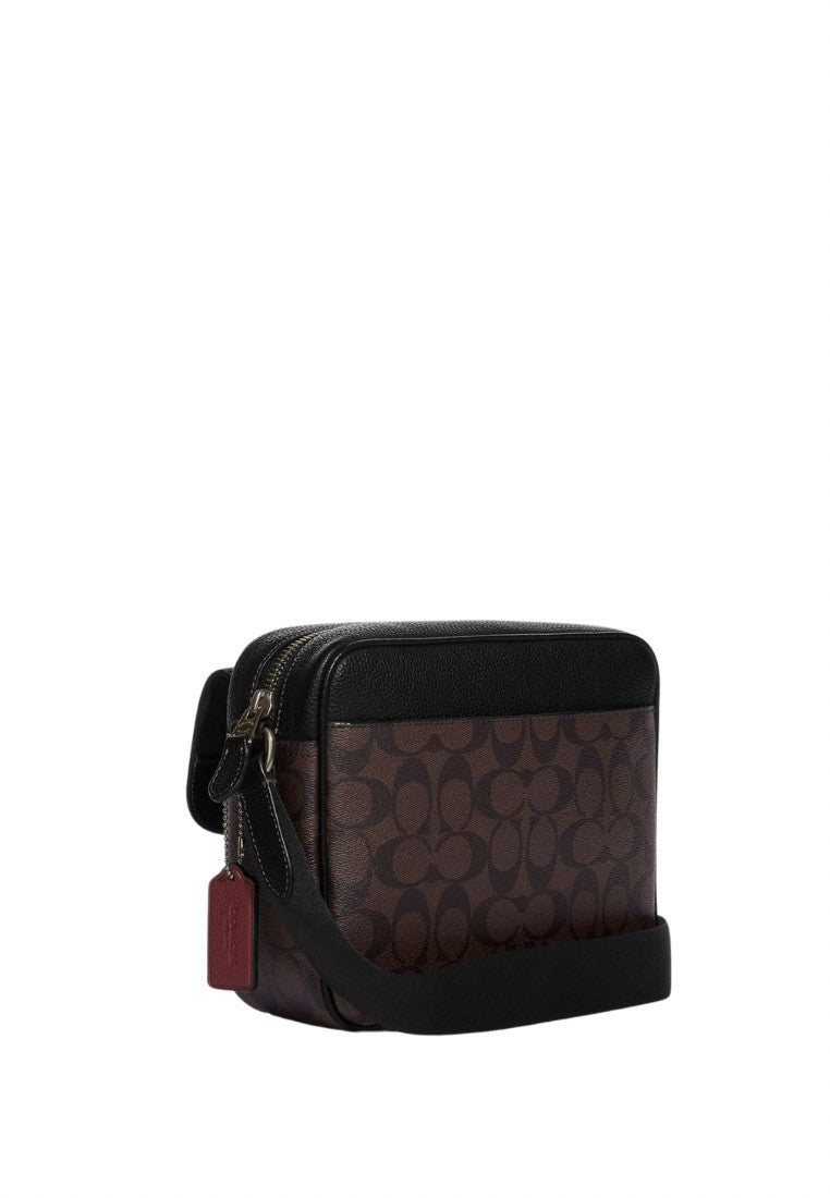 Hudson Crossbody Bag In Signature Canvas Mahogany Black