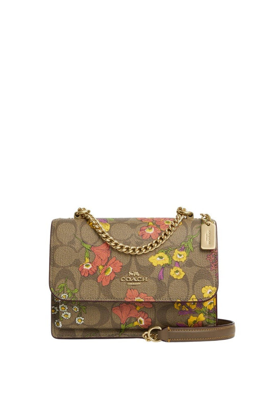 Mini Klare Crossbody In Signature Canvas With Floral Print Khaki Multi