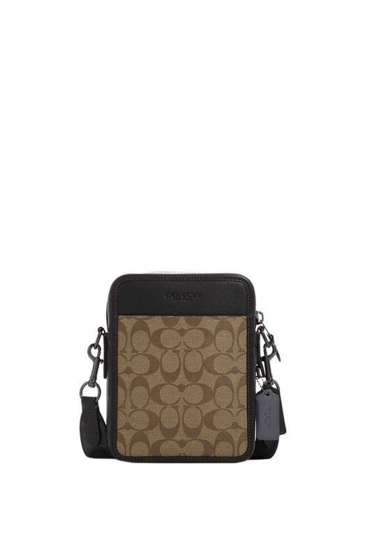 Sullivan Crossbody In Blocked Signature Canvas Khaki Charcoal
