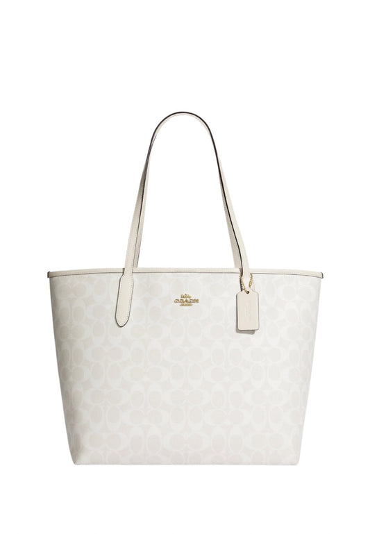 City Tote In Signature Canvas Glacier White