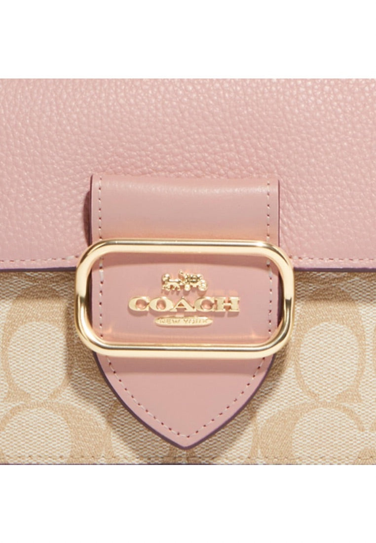 Morgan Shoulder Bag In Signature Canvas Powder Pink Multi
