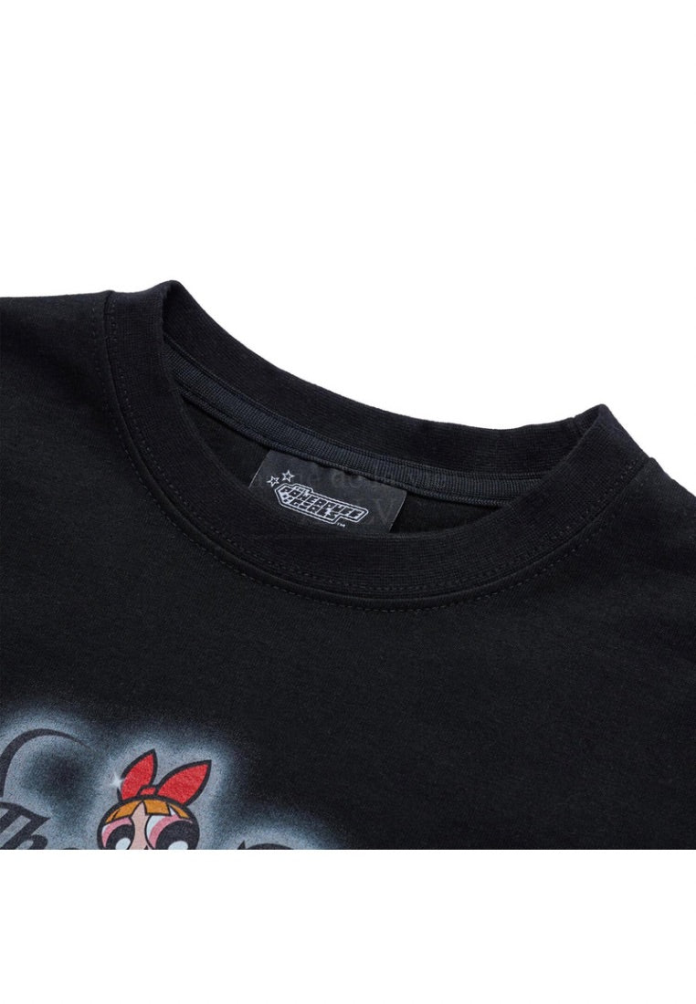 The Powerpuff Girls x Acmedelavie Gradient Curlylogo Crop T-Shirts Black