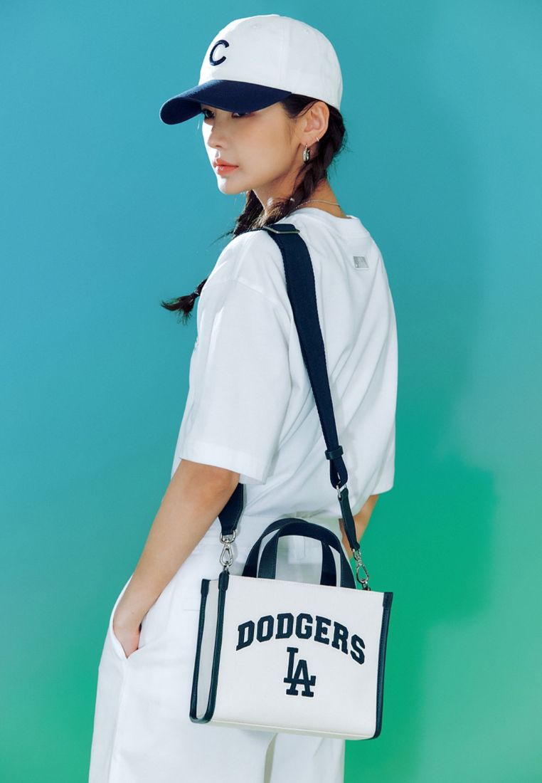 Varsity Basic Canvas S-Tote Bag LA DODGERS cream