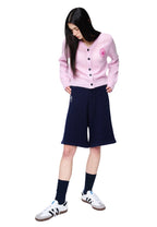 Mohair Cardigan V Neck Pink Hotpink