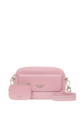 Rosie Pebbled Leather Flap Camera Bag Bright Carnation