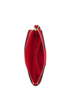 Corner Zip Wristlet In Signature Canvas With Stripe Gold Walnut Bold Red