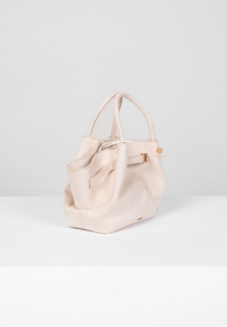 [DEFECT SALE 365] Hana Mini Faux Suede Tote Bag - Off White