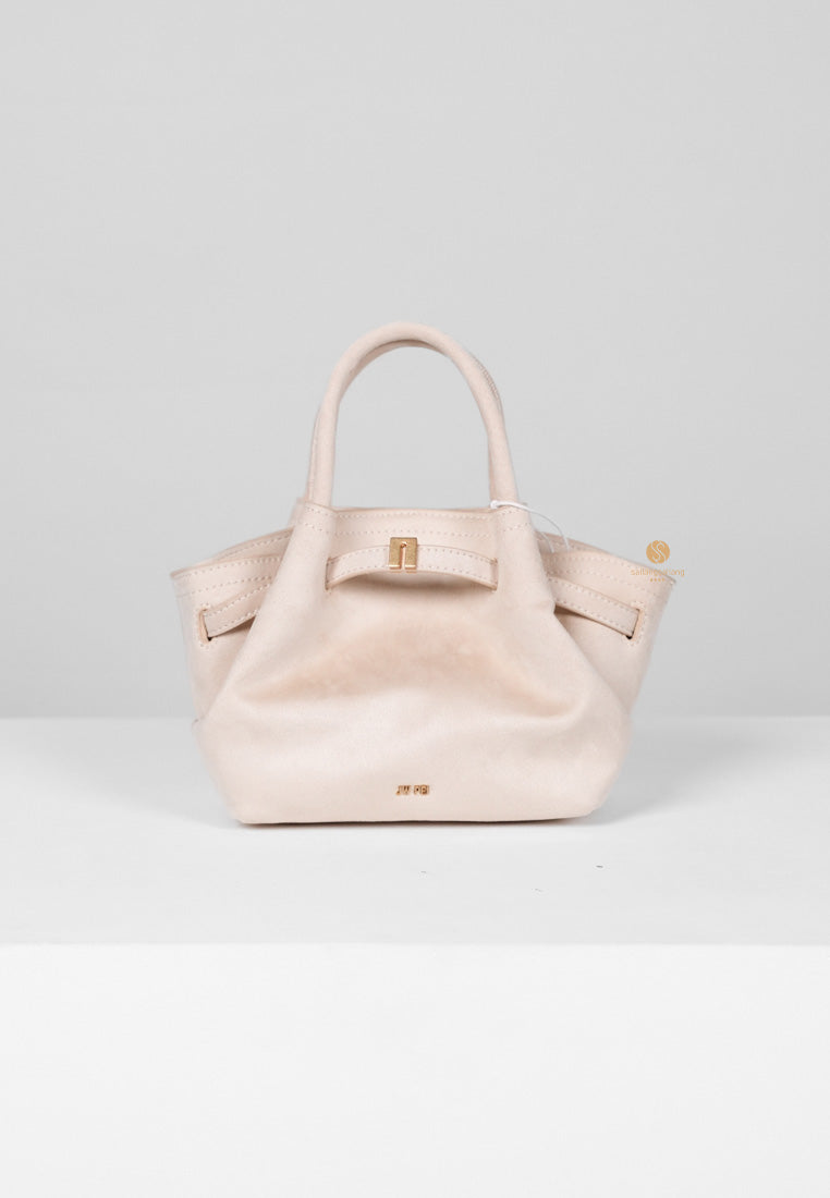 [DEFECT SALE 366] Hana Mini Faux Suede Tote Bag - Off White