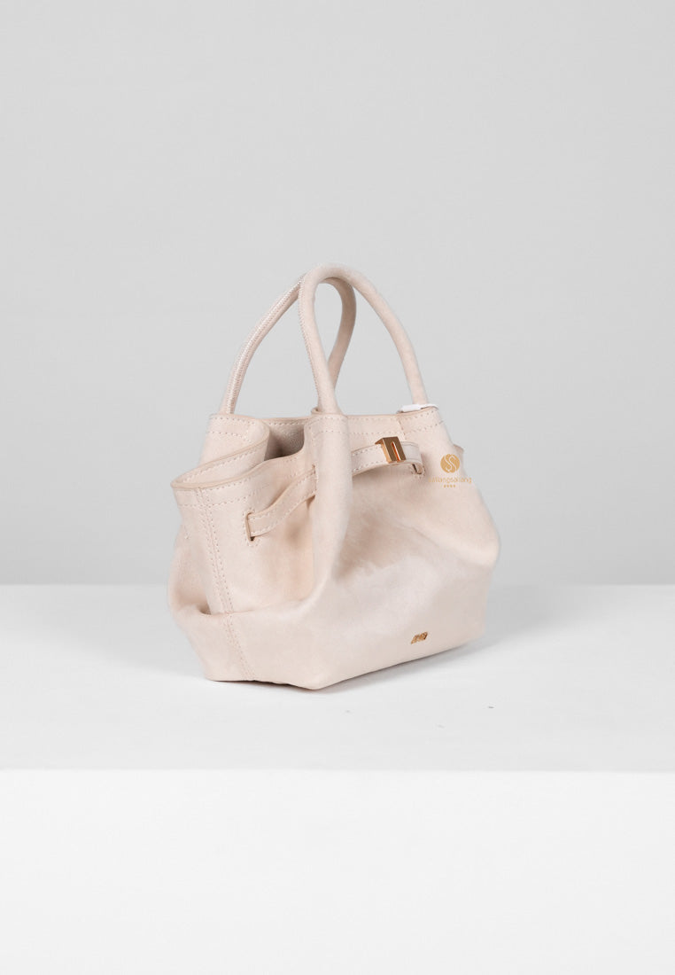 [DEFECT SALE 366] Hana Mini Faux Suede Tote Bag - Off White