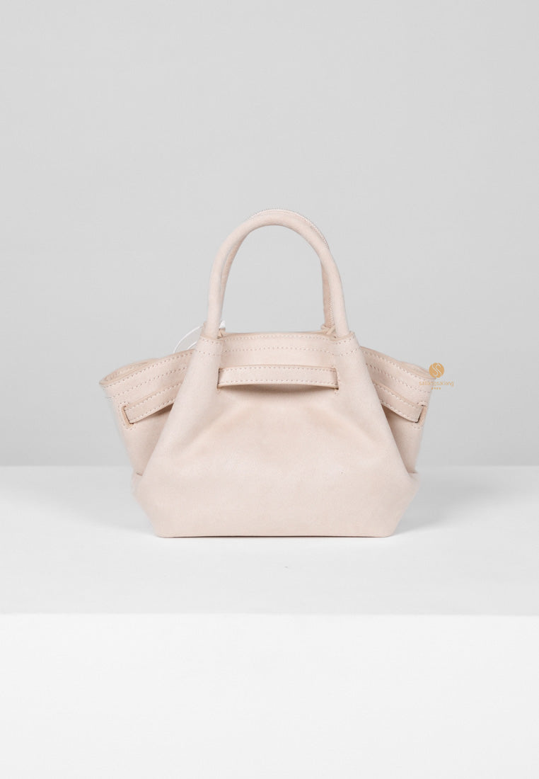 [DEFECT SALE 366] Hana Mini Faux Suede Tote Bag - Off White