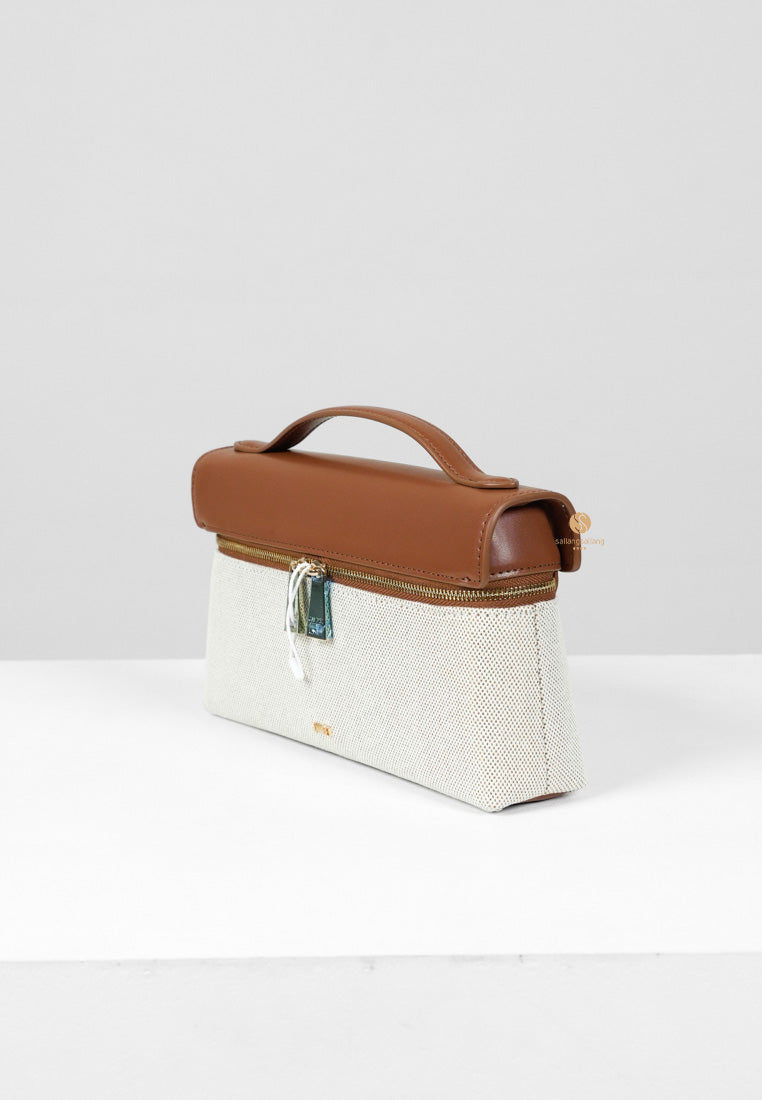 [DEFECT SALE 392] Thea Top Handle Bag - BROWN CANVAS