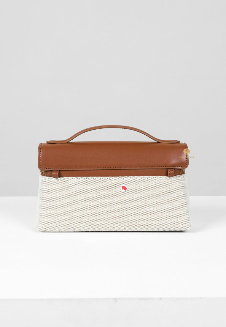 [DEFECT SALE 392] Thea Top Handle Bag - BROWN CANVAS