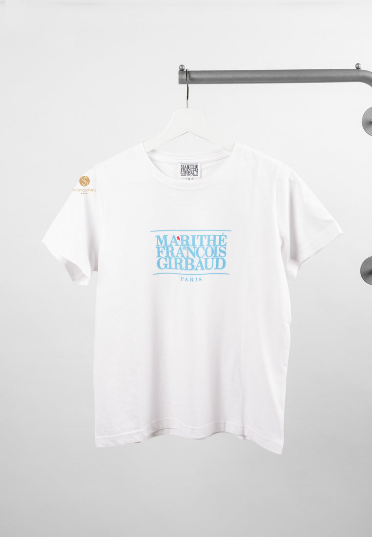 [DEFECT SALE 426] W Classic Logo Tee White/Sky Blue size M