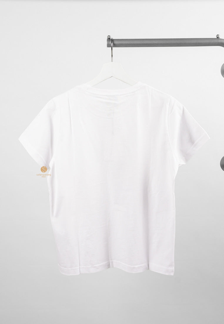 [DEFECT SALE 426] W Classic Logo Tee White/Sky Blue size M