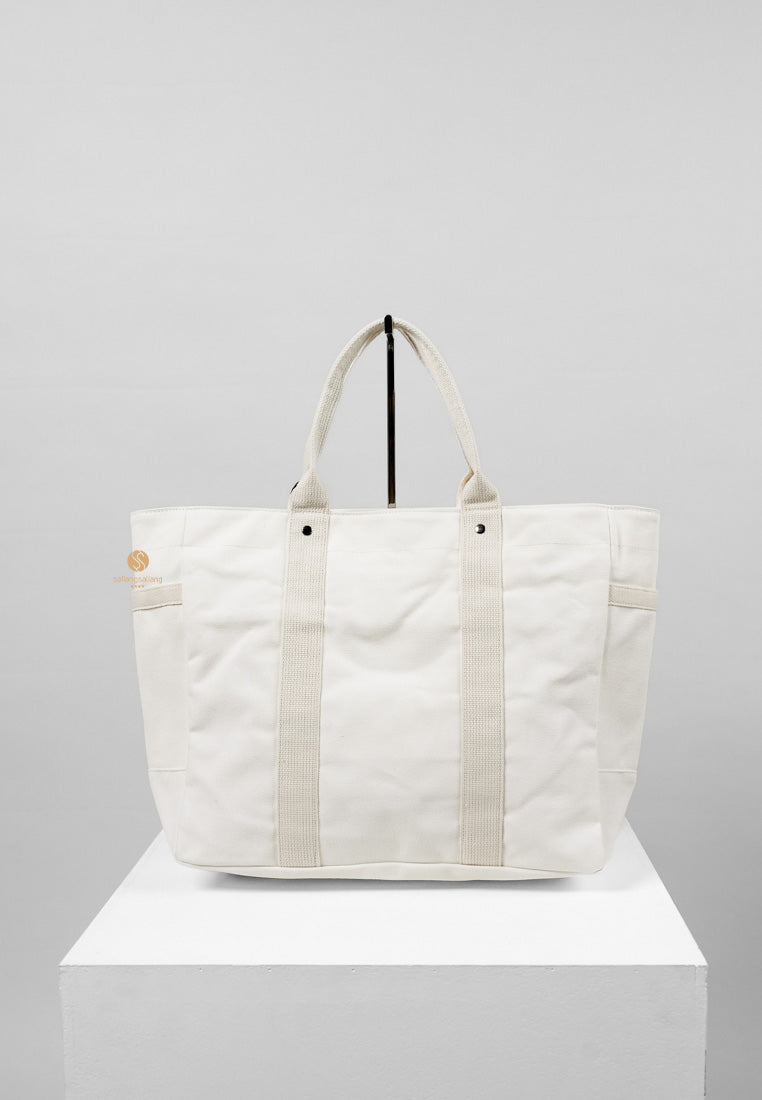 [DEFECT SALE 428] Logo Zip Closure Tote Bag Ivory