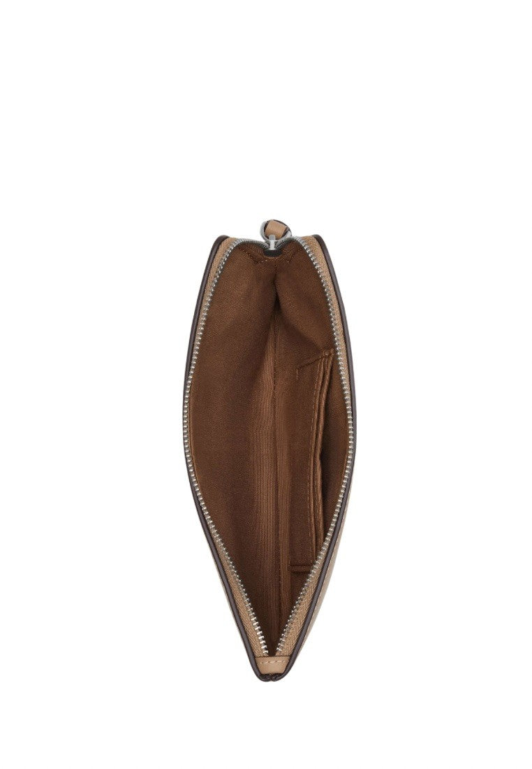 Large Corner Zip Wristlet Silver Taupe