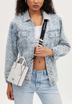 North South Mini Tote In Signature Canvas Glacier White