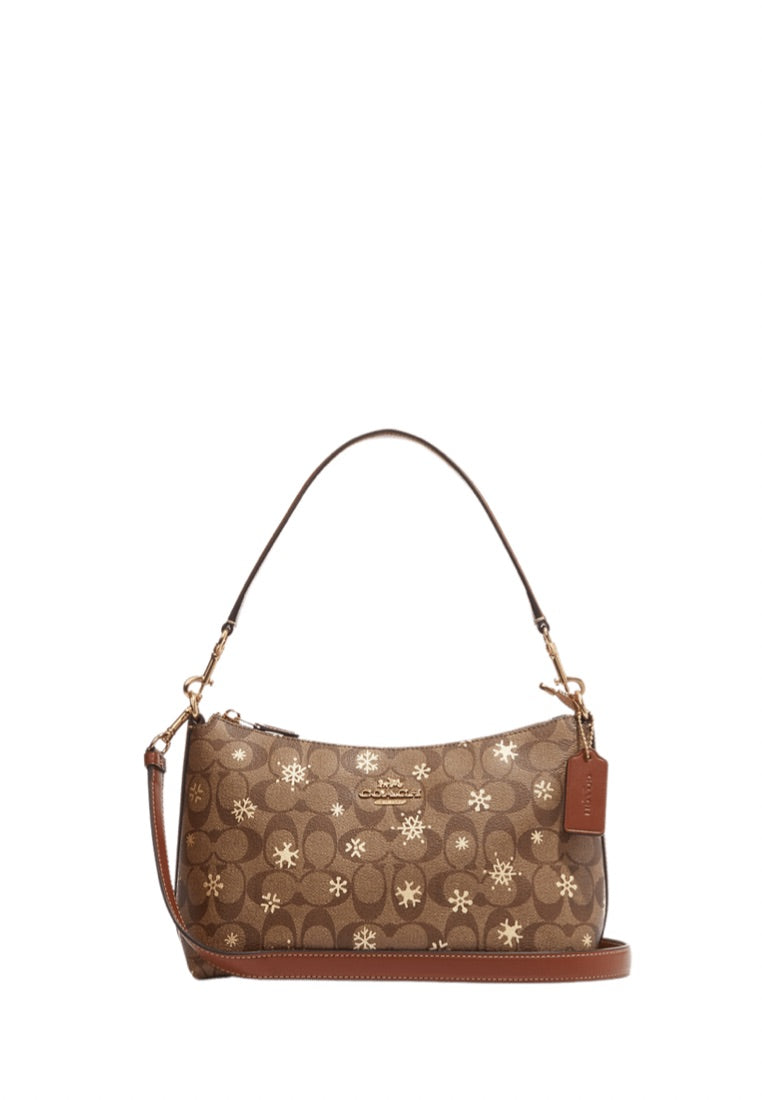 Clara Shoulder Bag In Signature Canvas With Snowflake Print