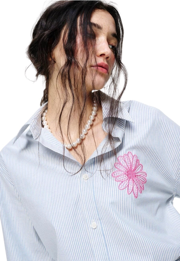 Oxford Shirt Stripe Sky Pink