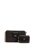 Poppy Crossbody With Card Case In Signature Canvas Brown Black