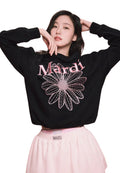 Sweatshirt FlowerMardi Needlework Black Pink