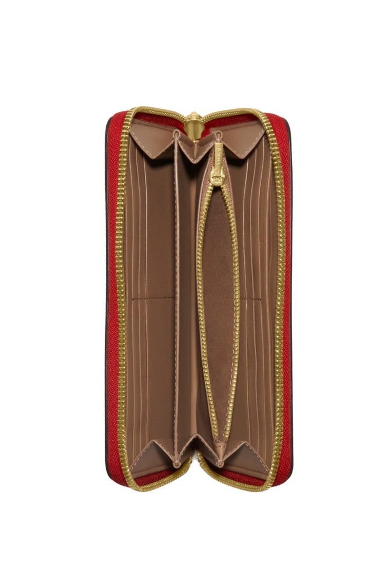 Long Zip Around Wallet With Heart Cherry Print Chalk Multi