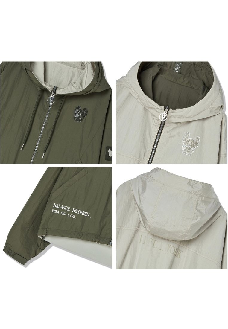 Reversible Zip-Up Hoodie light khaki