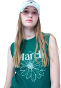 Mardi Flower Sleeveless Knit Top Green Ivory