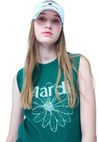 Mardi Flower Sleeveless Knit Top Green Ivory