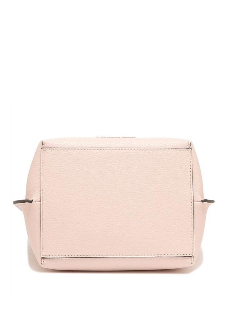 Emilia Small Pebbled Leather Bucket Bag Powder Blush