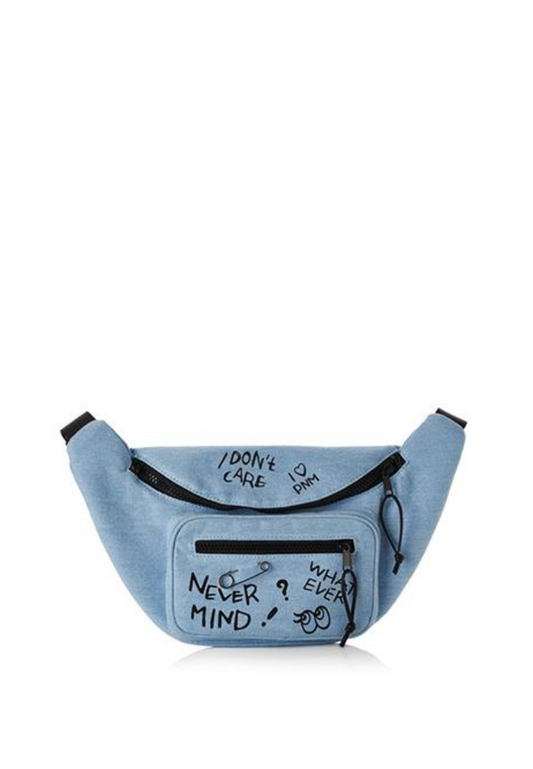 NEVER MIND fanny pack denim