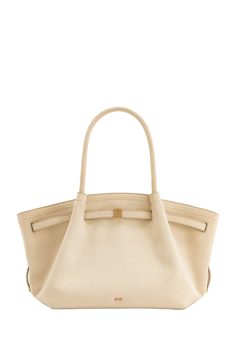 Hana Medium Faux Suede Tote Bag - Off White