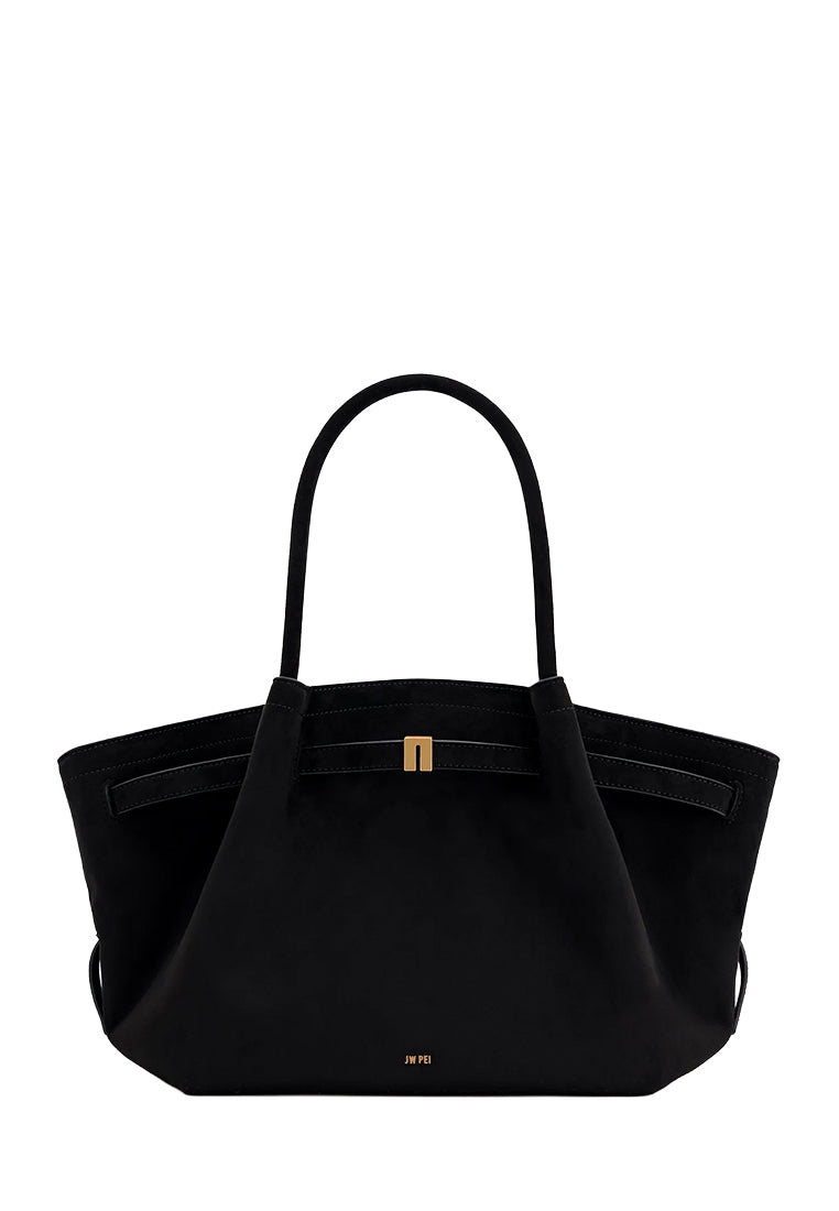 Hana Medium Faux Suede Tote Bag - Black
